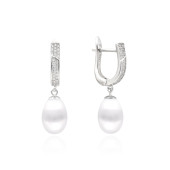 Cercei perle naturale albe de argint cu pietre si tortita DiAmanti SK17204EL-W-G